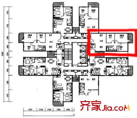 富蓮大廈 3室 戶型圖