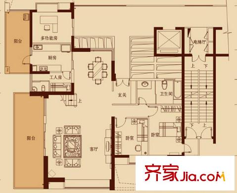 御府名筑 户型图 复式下层