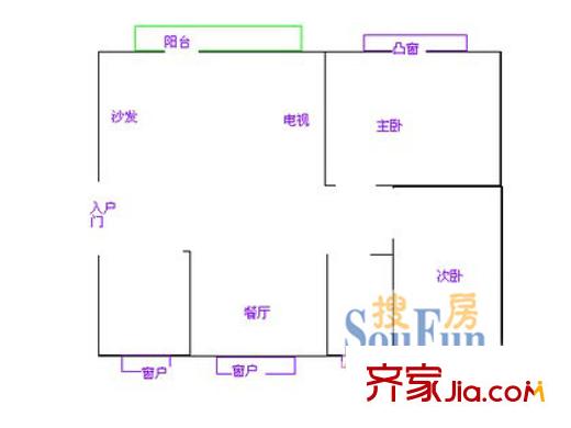 四达大厦 2室 户型图