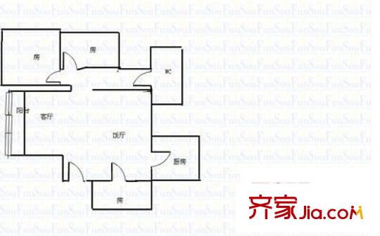 富蓮大廈 3室 戶型圖