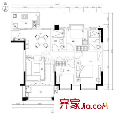 荔香源 3室 户型图