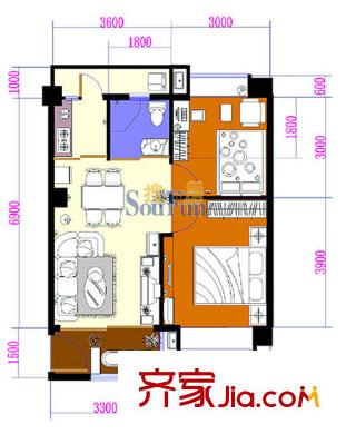 金色阳光雅居户型图2室2厅2卫1厨