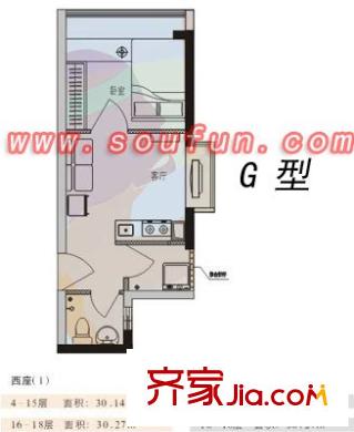 晨暉家園戶型圖戶型圖_6 1室1廳1衛(wèi)1廚