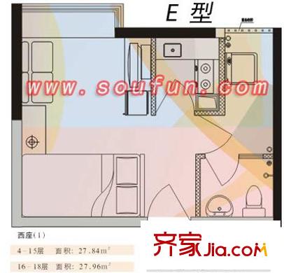 晨暉家園戶型圖戶型圖_4 1室1廳1衛(wèi)1廚