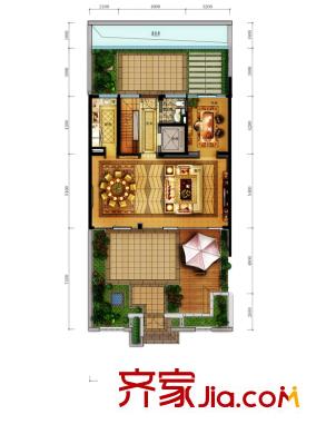 卓越皇后道戶型圖別墅249平C戶型一層平面圖 6室3廳5衛(wèi)1廚