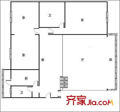 成都花園戶型圖戶型圖 3室2廳2衛(wèi)1廚