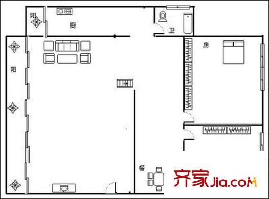 成都花園戶型圖戶型圖 2室2廳1衛(wèi)1廚