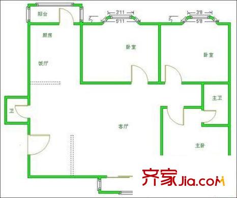碧云天戶型圖戶型圖 3室2廳2衛(wèi)1廚