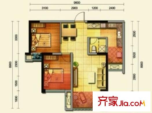 理工東苑 3室 戶型圖