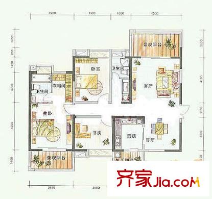 理工東苑戶型圖戶型圖 3室2廳2衛(wèi)1廚