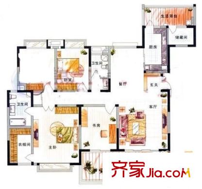天府欣苑 4室 戶型圖