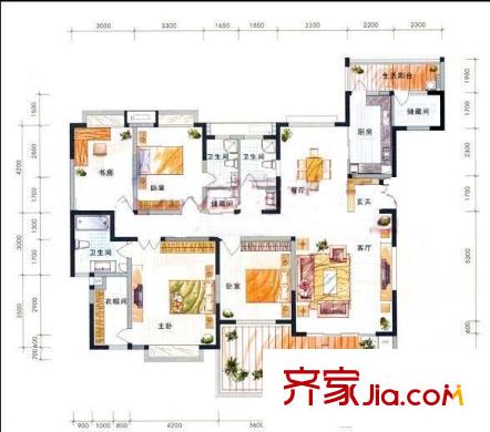天府欣苑戶型圖戶型圖 4室2廳3衛(wèi)1廚