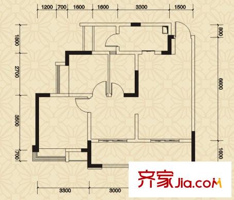 首信首御戶型圖1、4、5、6、7、8、9號樓C1戶型 2室2廳1衛(wèi)1廚