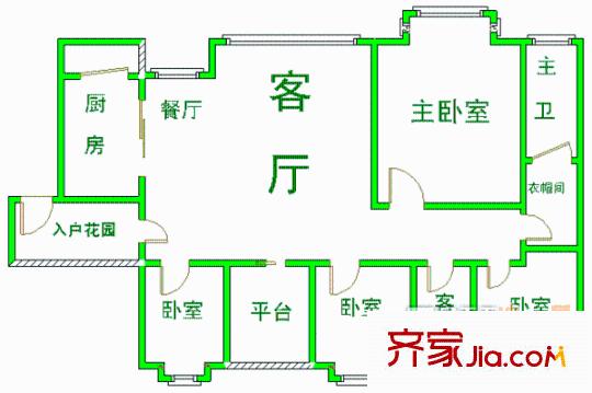 天府長城柏南郡戶型圖戶型圖 4室2廳2衛(wèi)1廚