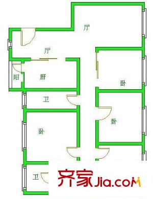 天府長城柏南郡戶型圖戶型圖 3室2廳2衛(wèi)1廚