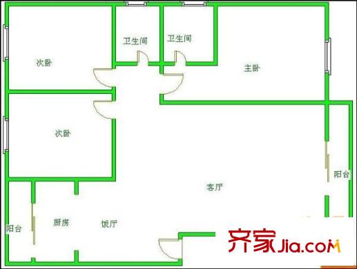 南陽錦城戶型圖戶型圖 3室2廳2衛(wèi)1廚
