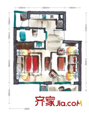 花樣年香年廣場(chǎng)戶型圖一批次標(biāo)準(zhǔn)層F戶型（不分期） 1室1廳1衛(wèi)1廚