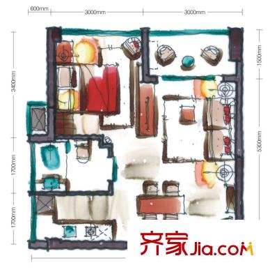 花樣年香年廣場戶型圖一批次標準層E戶型（不分期） 1室1廳1衛(wèi)1廚