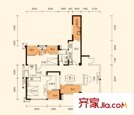 華潤(rùn)二十四城五期戶(hù)型圖戶(hù)型圖 2室2廳2衛(wèi)1廚