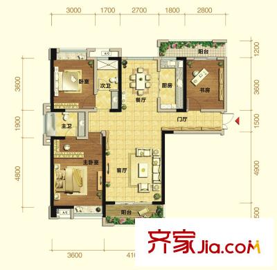建發(fā)金沙里戶型圖3號樓A1戶型 3室2廳2衛(wèi)1廚