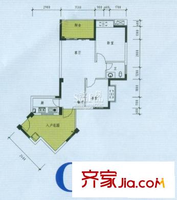 府河星城戶型圖G型 2室2廳1衛(wèi)1廚