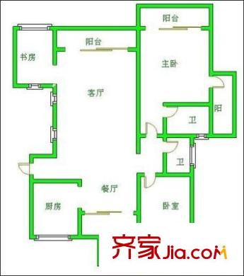 凱萊麗景雅筑戶型圖戶型圖 3室2廳2衛(wèi)1廚