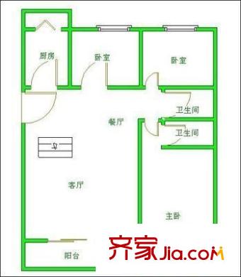 成都花園戶型圖戶型圖 3室2廳2衛(wèi)1廚