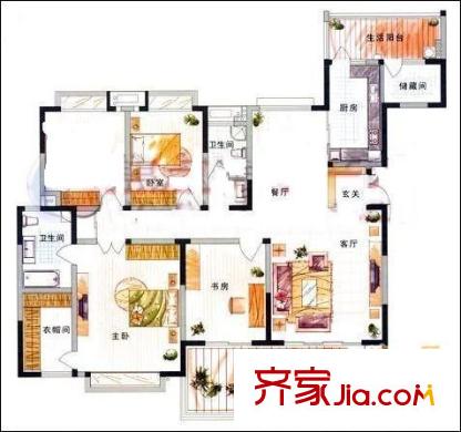 天府欣苑戶型圖戶型圖 3室2廳2衛(wèi)1廚