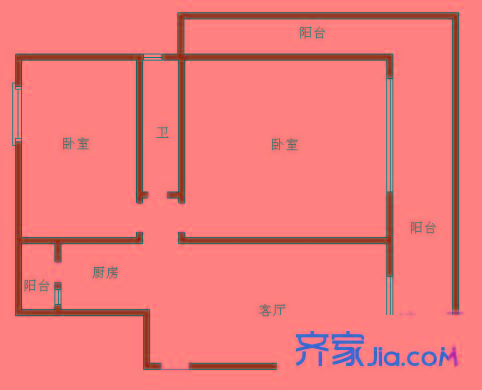 南陽錦城戶型圖戶型圖 2室1廳1衛(wèi)1廚