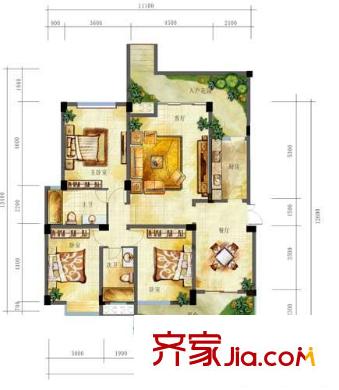 大華水映島戶型圖洋1 3室2廳2衛(wèi)1廚
