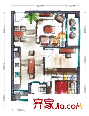花樣年香年廣場戶型圖一批次標準層B戶型（不分期） 2室2廳1衛(wèi)1廚