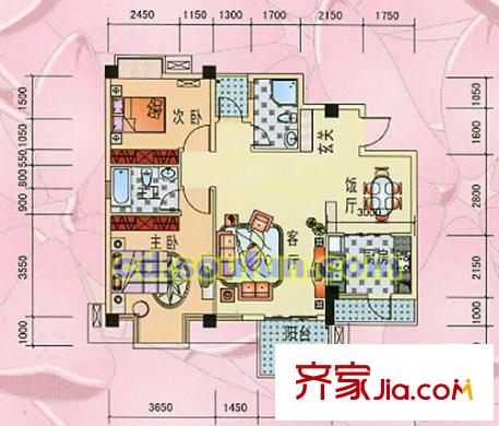 雙楠映象戶型圖Ⅲ-2型 2室2廳2衛(wèi)1廚