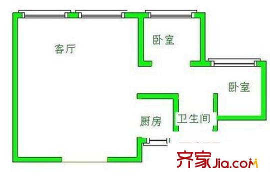 蓉鐵花園戶型圖戶型圖 2室1廳1衛(wèi)1廚
