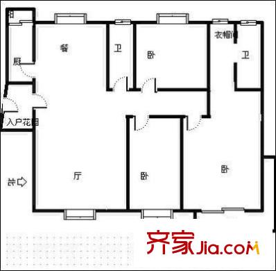 融城理想戶型圖戶型圖 3室2廳2衛(wèi)1廚