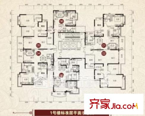 恒大名都戶型圖1號(hào)樓平面戶型圖 2室2廳2衛(wèi)1廚