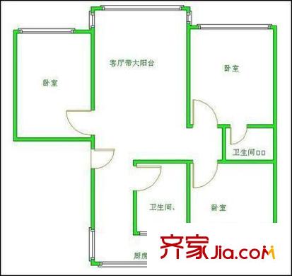 恒大名都戶型圖戶型圖 3室2廳2衛(wèi)1廚