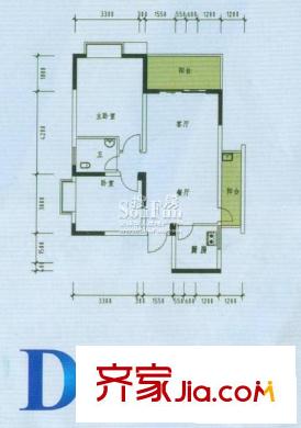 府河星城戶型圖D2型 2室2廳1衛(wèi)1廚
