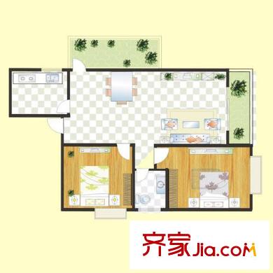 府河星城戶型圖86平戶型 2室2廳1衛(wèi)1廚