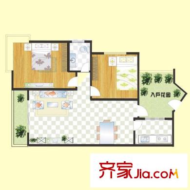府河星城戶型圖69平戶型 2室2廳1衛(wèi)1廚