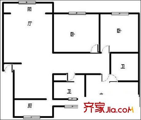 西城家園戶型圖戶型圖 3室1廳2衛(wèi)1廚