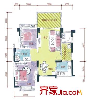 寶泰家園戶型圖二期A1戶型（6棟奇數(shù)層2#） 2室2廳1衛(wèi)1廚