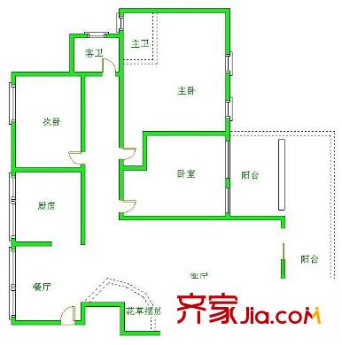 凱萊麗景雅筑戶型圖戶型圖 3室2廳2衛(wèi)1廚