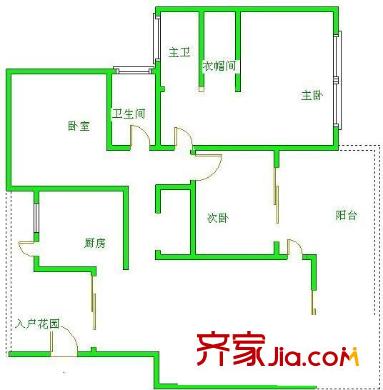 凱萊麗景雅筑戶型圖戶型圖 3室1廳2衛(wèi)1廚