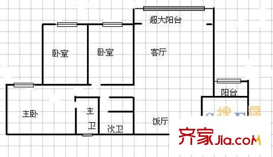 欣宇都市港灣戶型圖戶型圖 3室2廳2衛(wèi)1廚