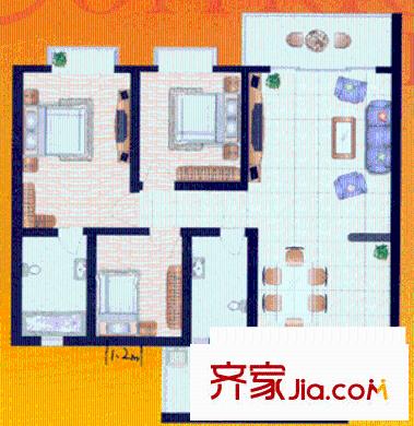 明陽家在回廊戶型圖戶型圖 3室2廳2衛(wèi)1廚