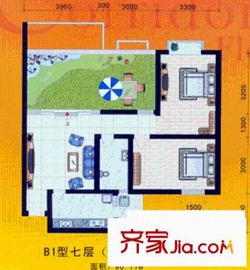 明陽家在回廊戶型圖戶型圖 2室1廳1衛(wèi)1廚