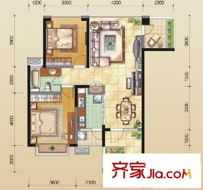 奧克斯廣場(chǎng)戶型圖戶型圖 2室2廳1衛(wèi)1廚