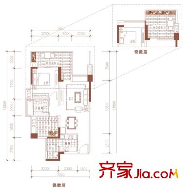 華僑城純水岸戶型圖三期二批次5-9棟30-33層 A3戶型（售罄） 1室1廳1衛(wèi)1廚