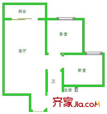 蓉鐵花園戶型圖戶型圖 2室1廳1衛(wèi)1廚