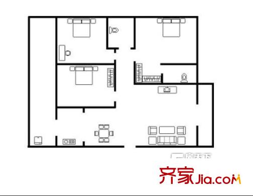 融城理想戶型圖戶型圖 3室2廳2衛(wèi)1廚